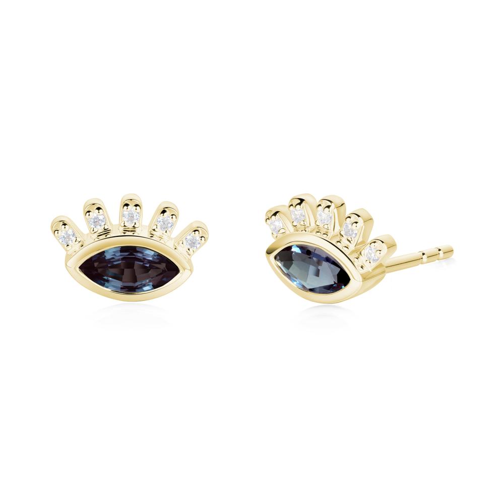 Evil Eye Marquise Alexandrite Earrings - LUO Jewelry #metal_18k yellow gold