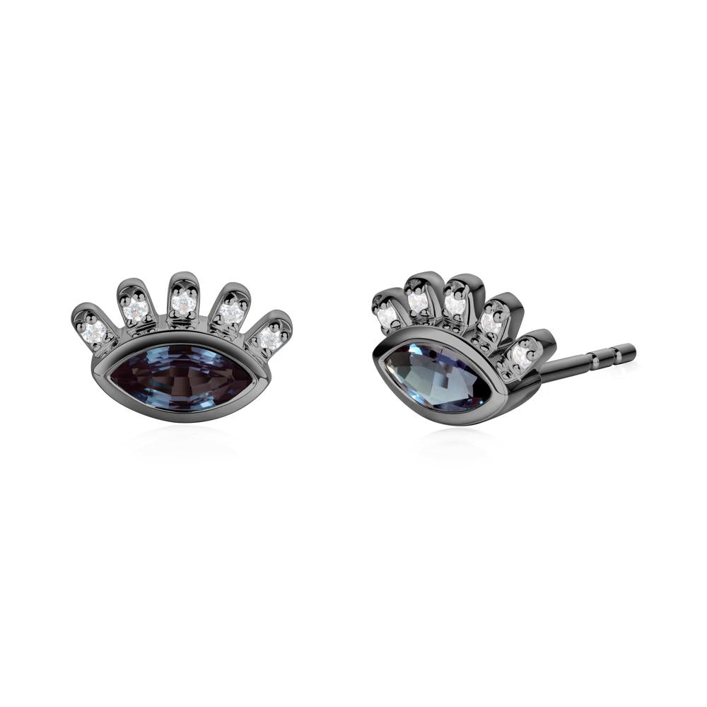 Evil Eye Marquise Alexandrite Earrings - LUO Jewelry #metal_black finish sterling silver