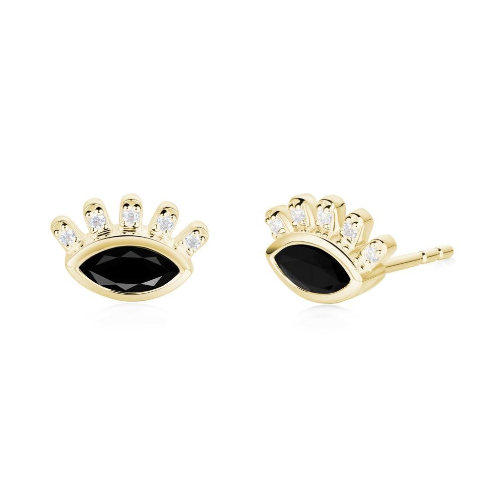 Evil Eye Marquise Black Spinel Earrings - LUO Jewelry #metal_18k yellow gold