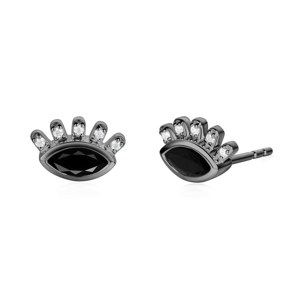 Evil Eye Marquise Black Spinel Earrings - LUO Jewelry #metal_black finish sterling silver