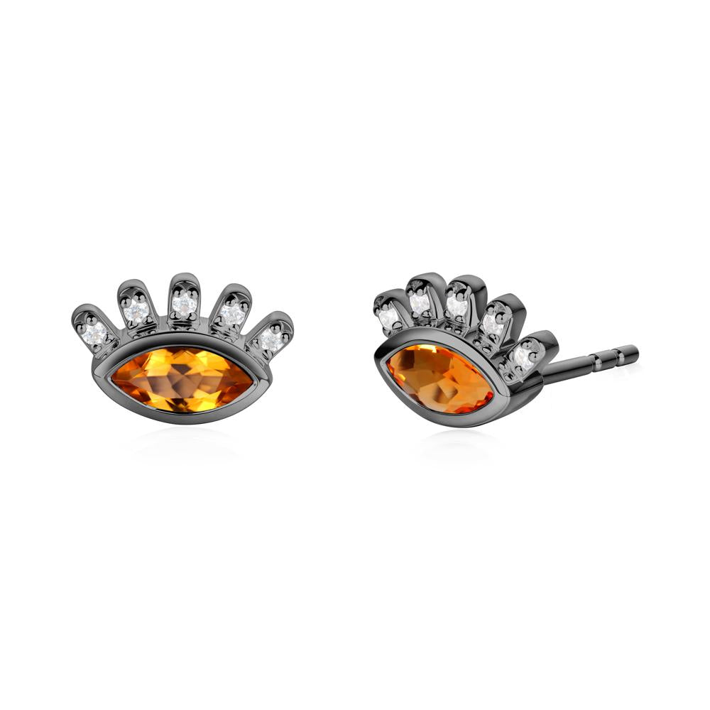 Citrine Evil Eye Stud Earrings - LUO Jewelry #metal_black finish sterling silver