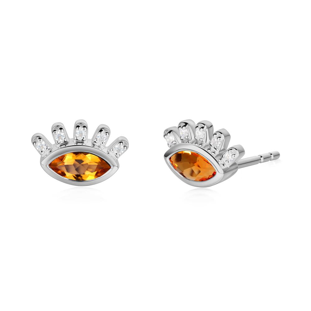 Citrine Evil Eye Stud Earrings - LUO Jewelry #metal_platinum