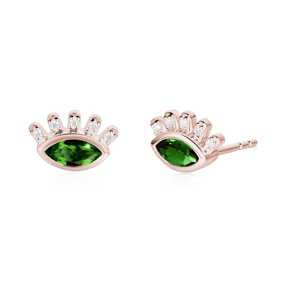Evil Eye Marquise Diopside Earrings - LUO Jewelry #metal_14k rose gold