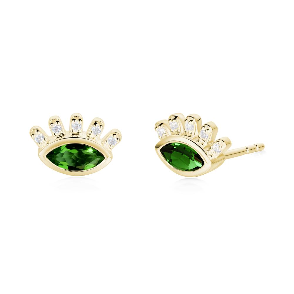 Evil Eye Marquise Diopside Earrings - LUO Jewelry #metal_18k yellow gold