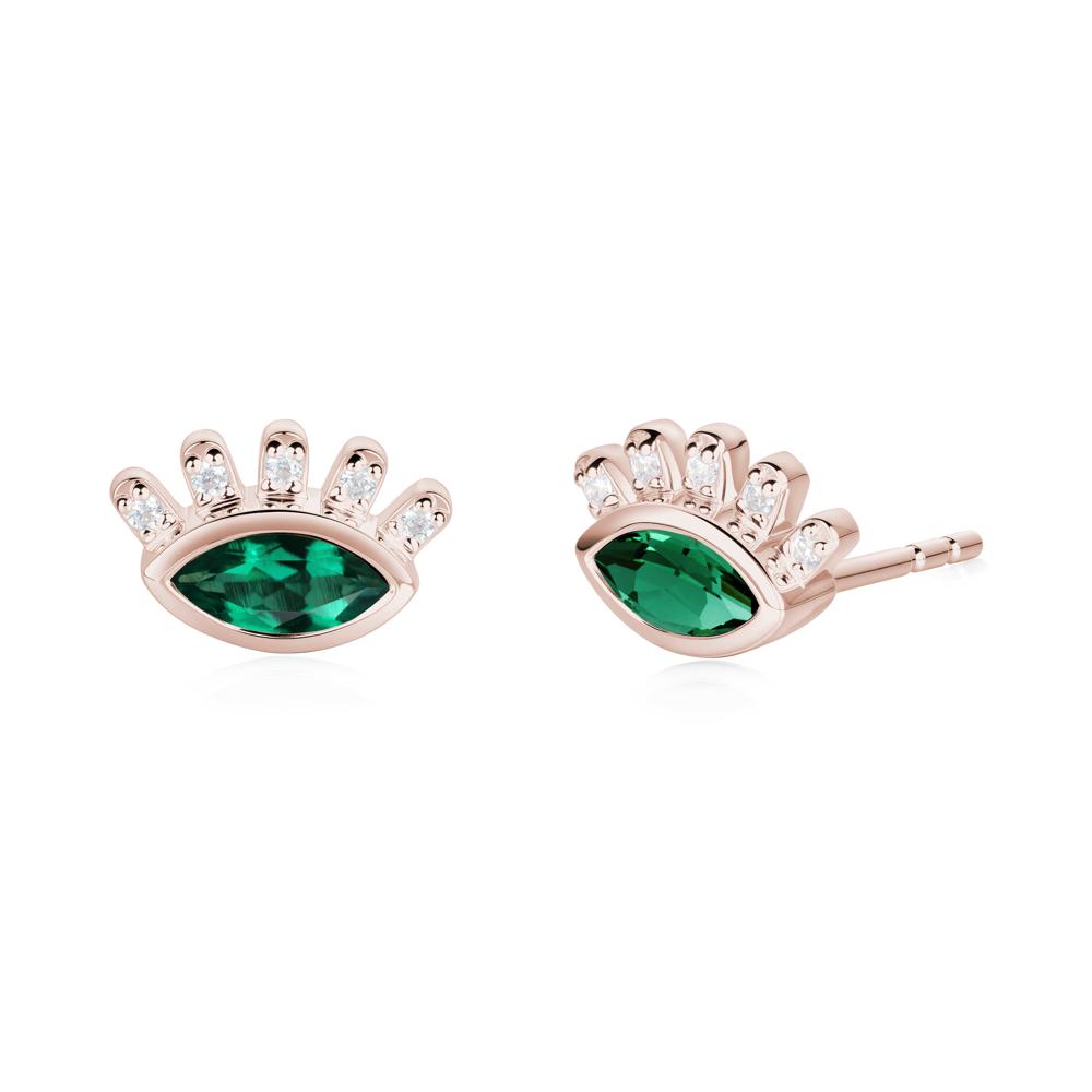 Emerald Evil Eye Stud Earrings - LUO Jewelry #metal_14k rose gold