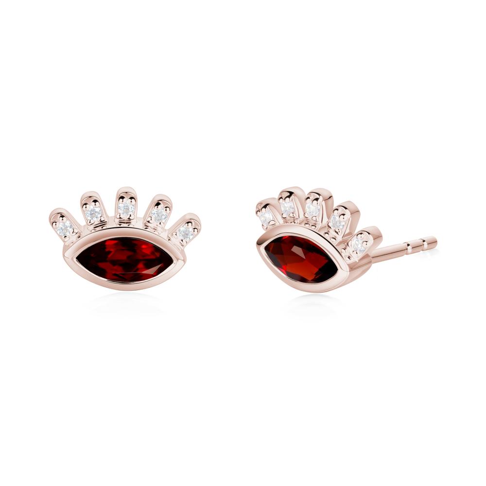 Evil Eye Marquise Garnet Earrings - LUO Jewelry #metal_14k rose gold
