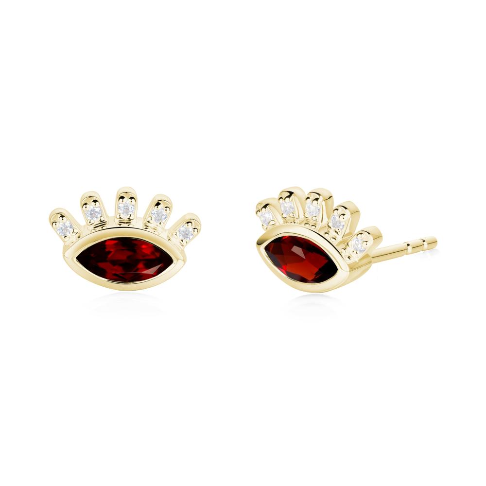 Evil Eye Marquise Garnet Earrings - LUO Jewelry #metal_18k yellow gold