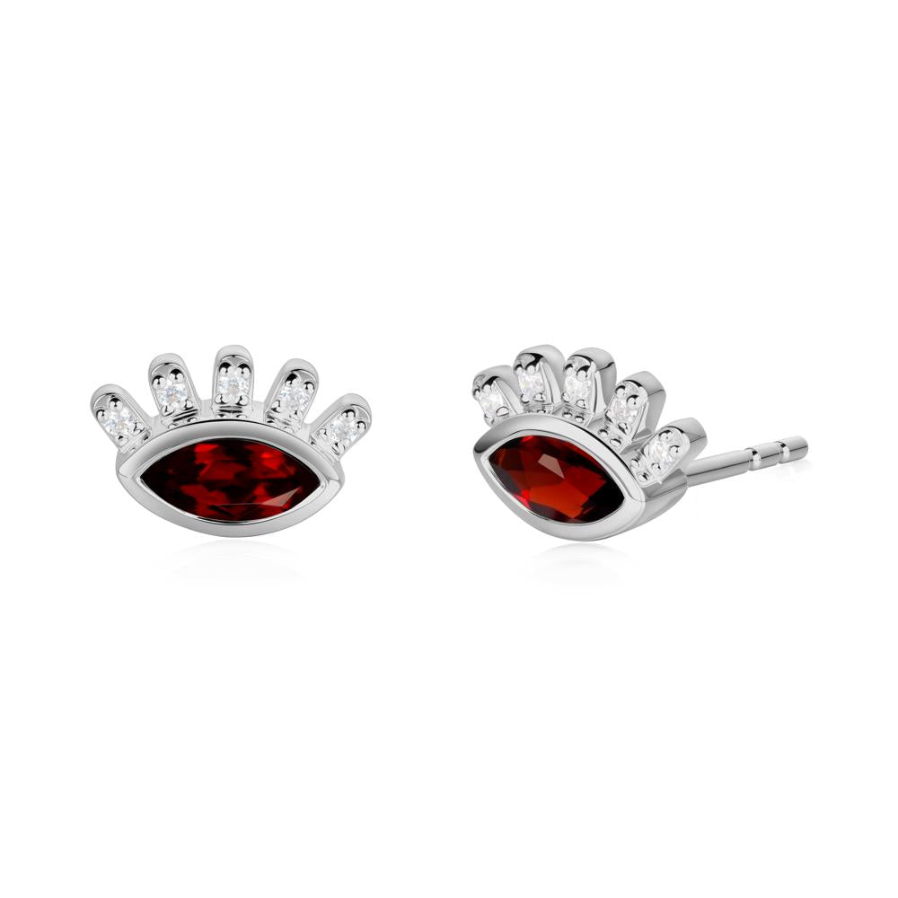 Evil Eye Marquise Garnet Earrings - LUO Jewelry #metal_platinum