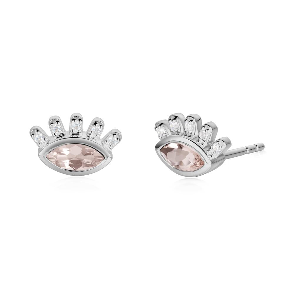 Evil Eye Marquise Morganite Earrings - LUO Jewelry #metal_platinum