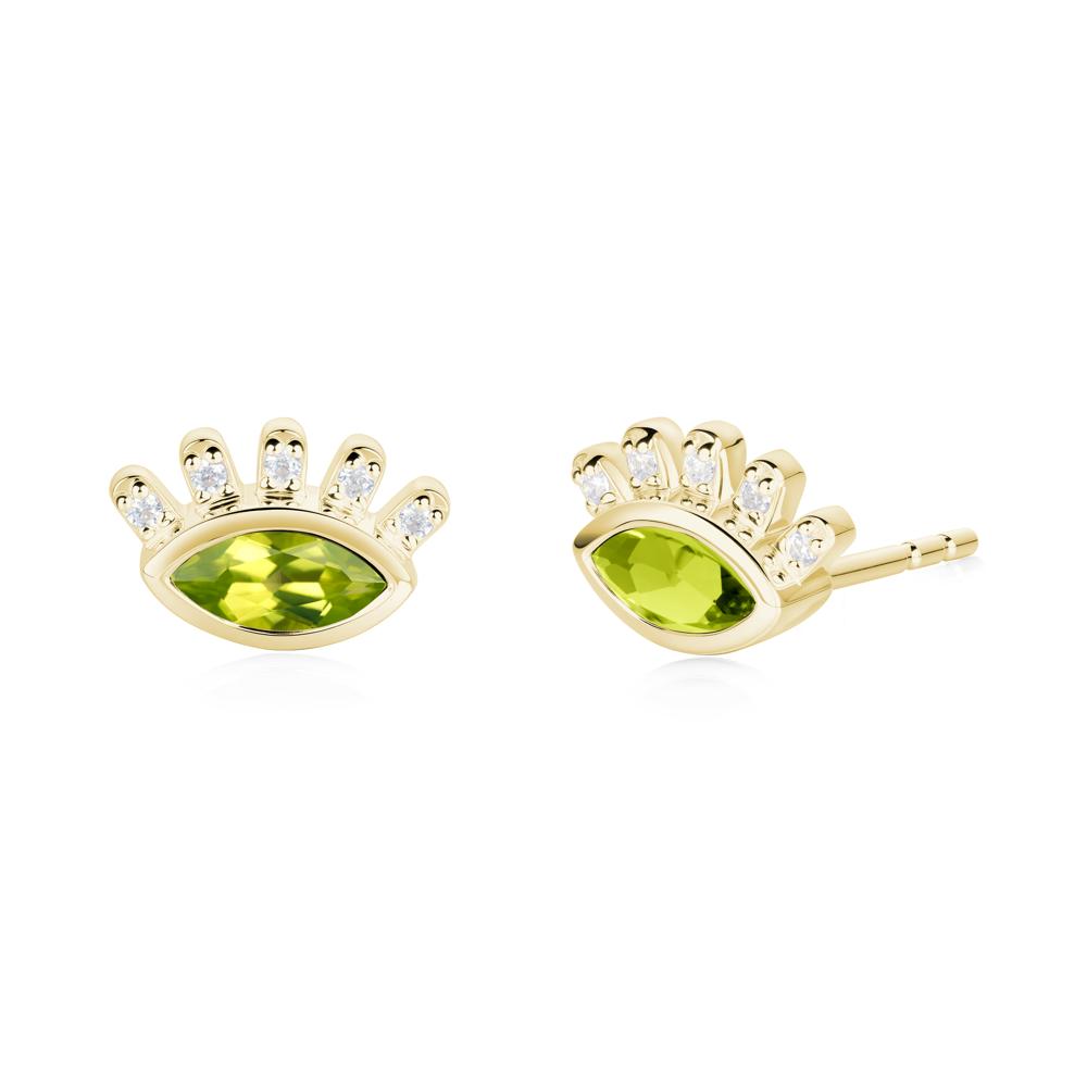 Evil Eye Marquise Peridot Earrings - LUO Jewelry #metal_18k yellow gold