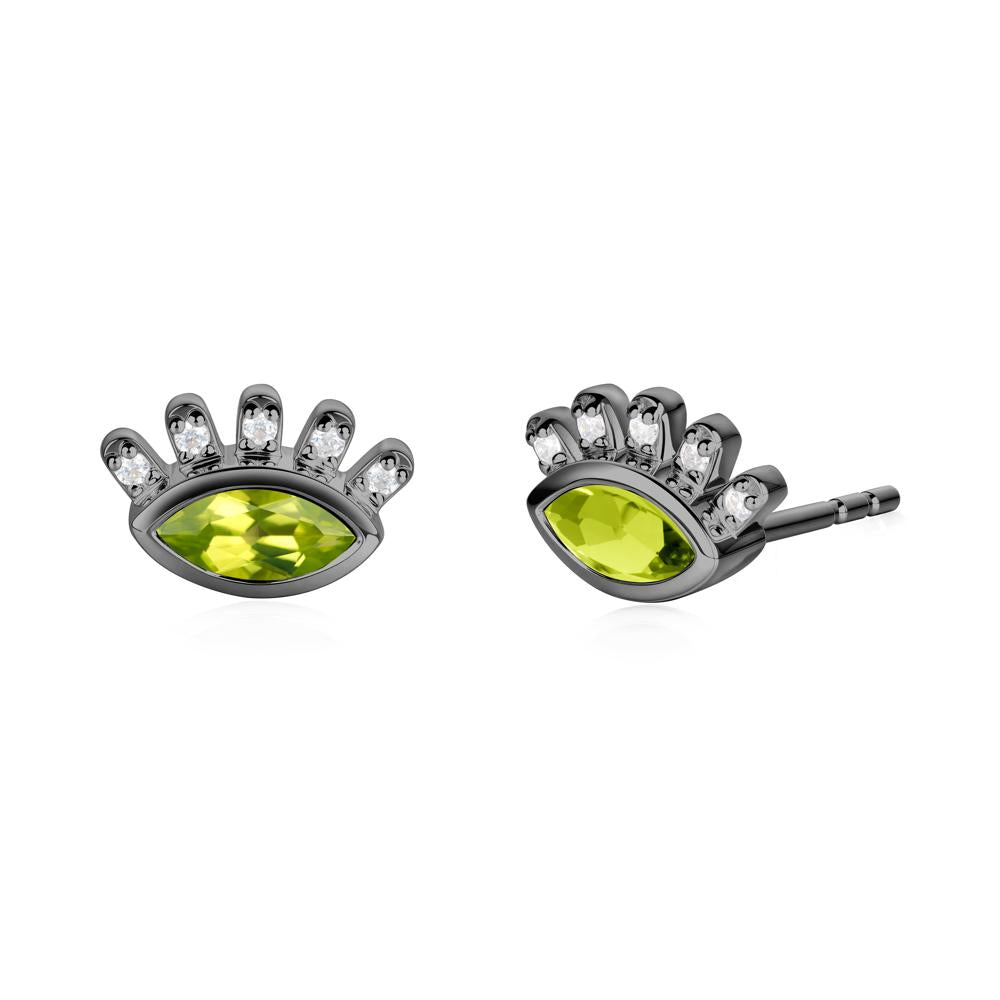 Evil Eye Marquise Peridot Earrings - LUO Jewelry #metal_black finish sterling silver