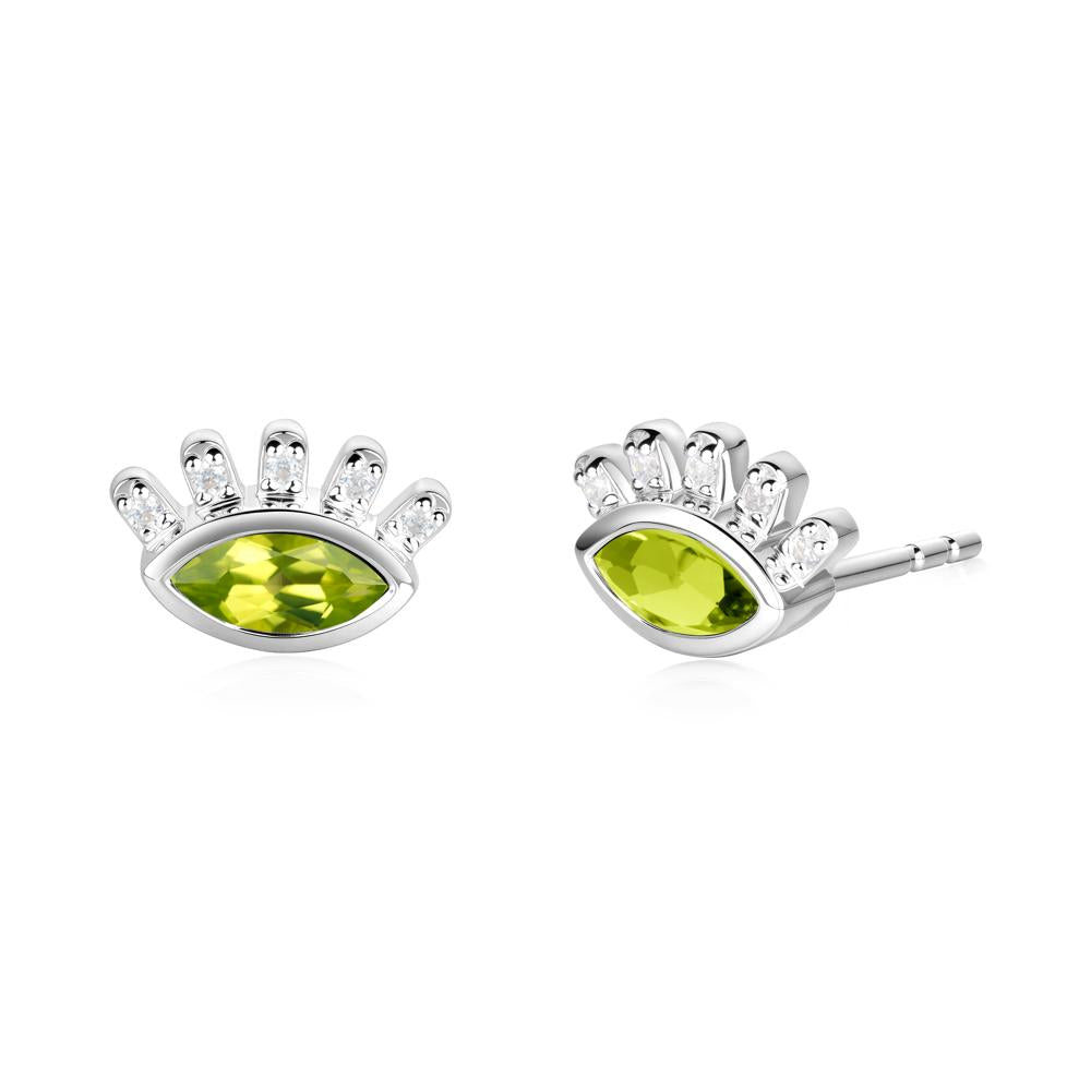 Evil Eye Marquise Peridot Earrings - LUO Jewelry #metal_sterling silver