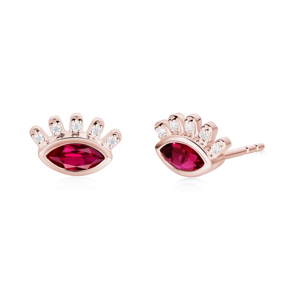 Ruby Evil Eye Stud Earrings - LUO Jewelry #metal_18k rose gold