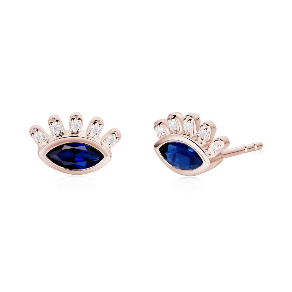 Sapphire Evil Eye Stud Earrings - LUO Jewelry #metal_14k rose gold