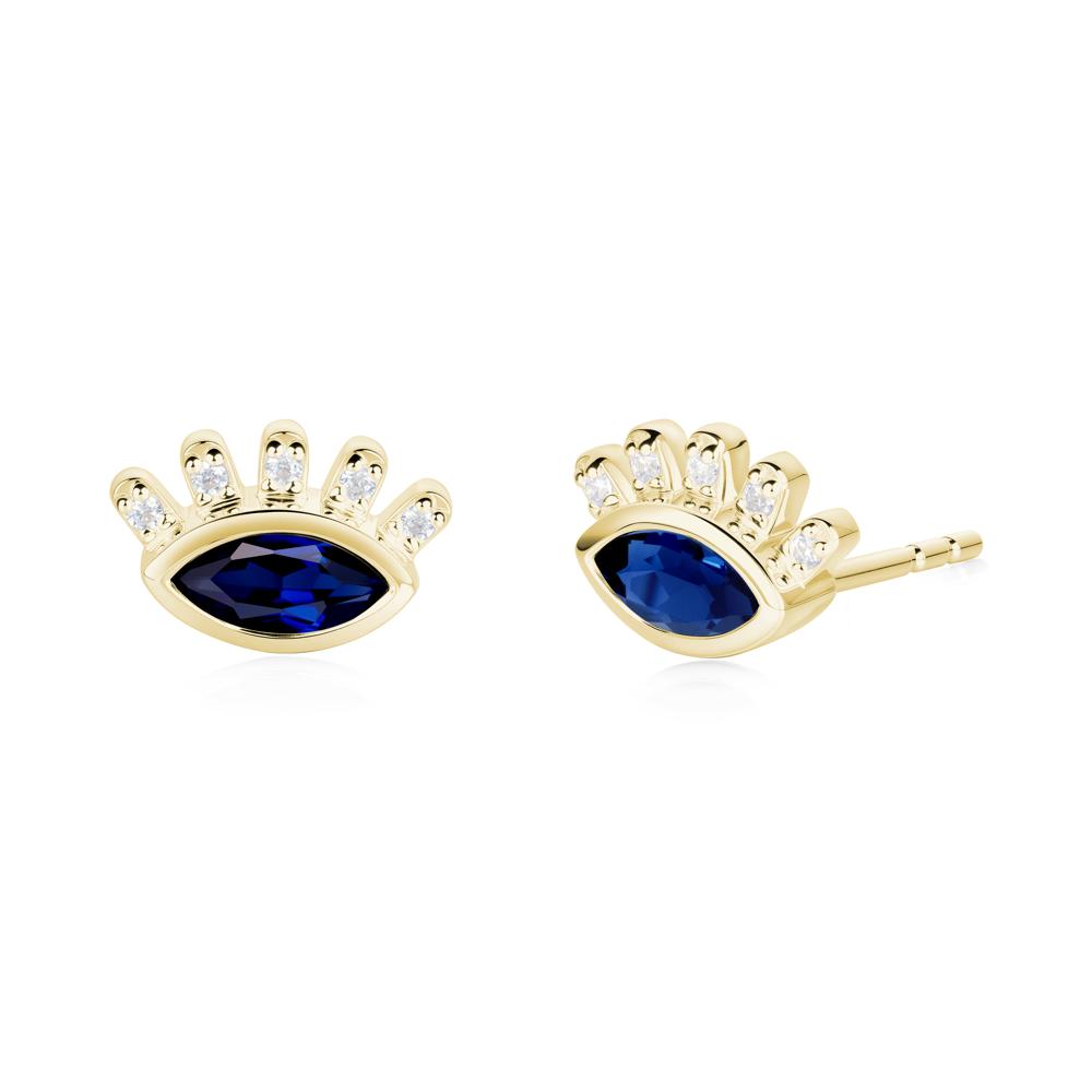 Sapphire Evil Eye Stud Earrings - LUO Jewelry #metal_18k yellow gold