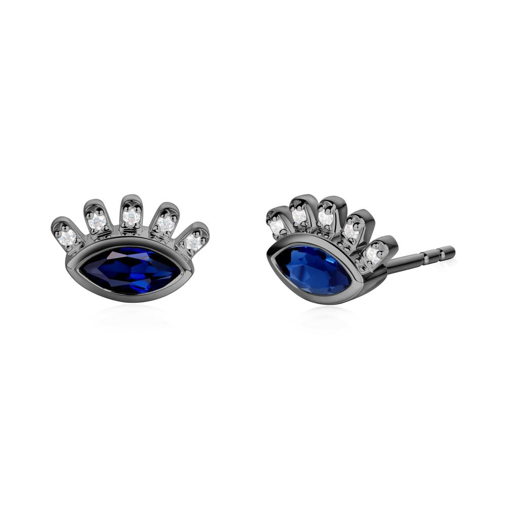 Sapphire Evil Eye Stud Earrings - LUO Jewelry #metal_black finish sterling silver