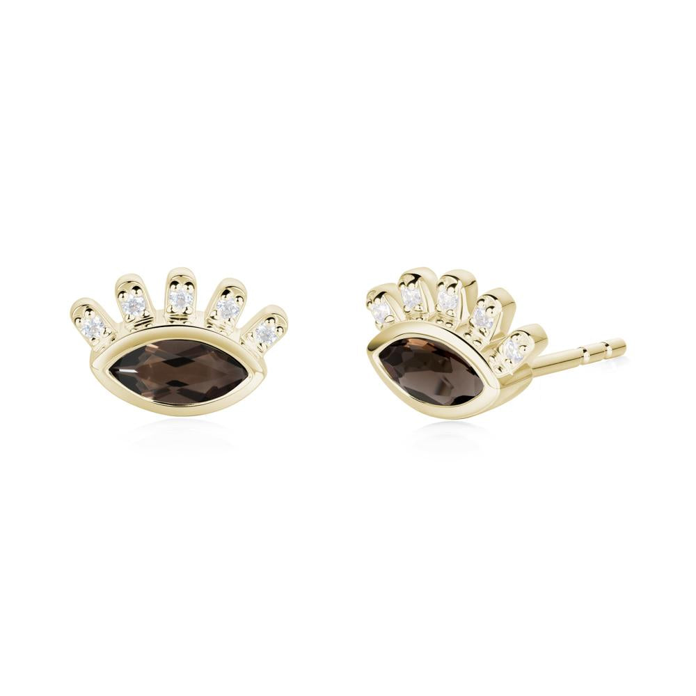 Evil Eye Marquise Smoky Quartz Earrings - LUO Jewelry #metal_14k yellow gold