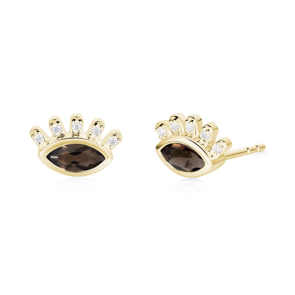 Evil Eye Marquise Smoky Quartz Earrings - LUO Jewelry #metal_18k yellow gold