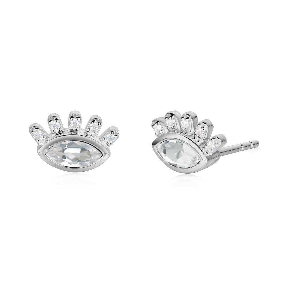 White Topaz Evil Eye Stud Earrings - LUO Jewelry #metal_platinum