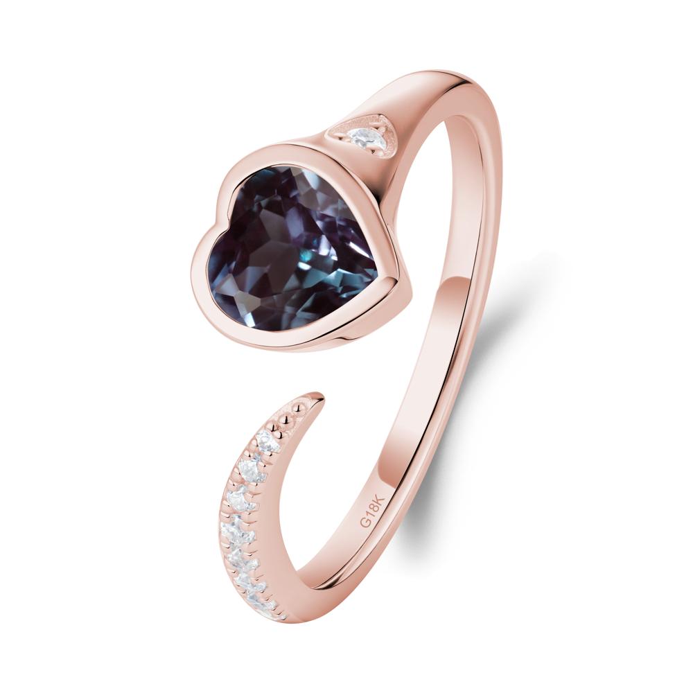 Heart Alexandrite Open Wrap Ring - LUO Jewelry #metal_18k rose gold