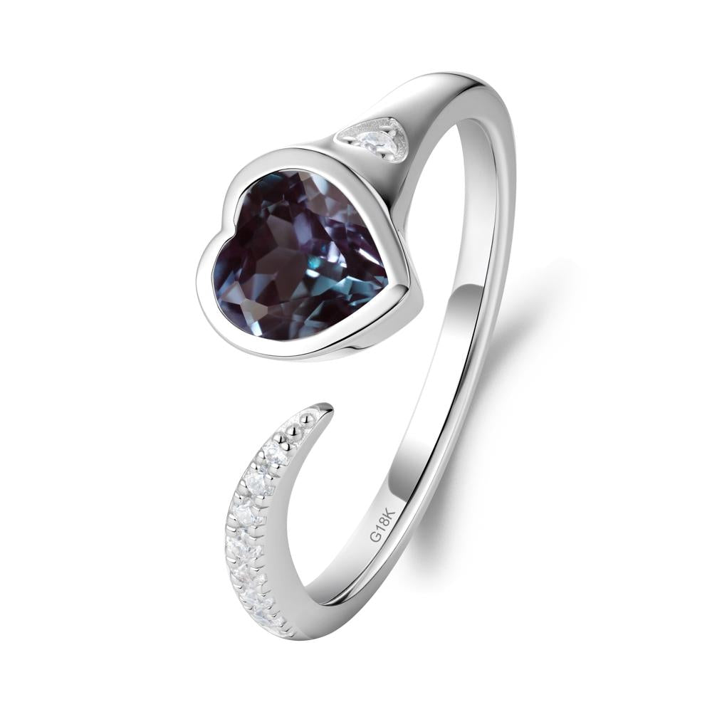 Heart Alexandrite Open Wrap Ring - LUO Jewelry #metal_18k white gold