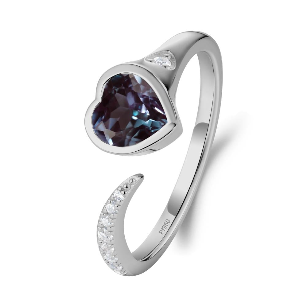 Heart Alexandrite Open Wrap Ring - LUO Jewelry #metal_platinum