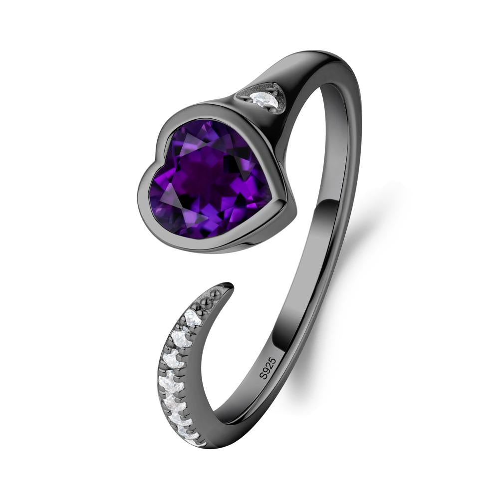Amethyst Open Engagement Ring - LUO Jewelry #metal_black finish sterling silver