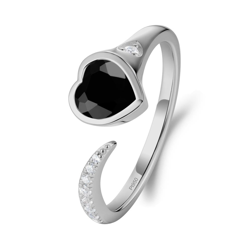 Heart Black Spinel Open Wrap Ring - LUO Jewelry #metal_platinum