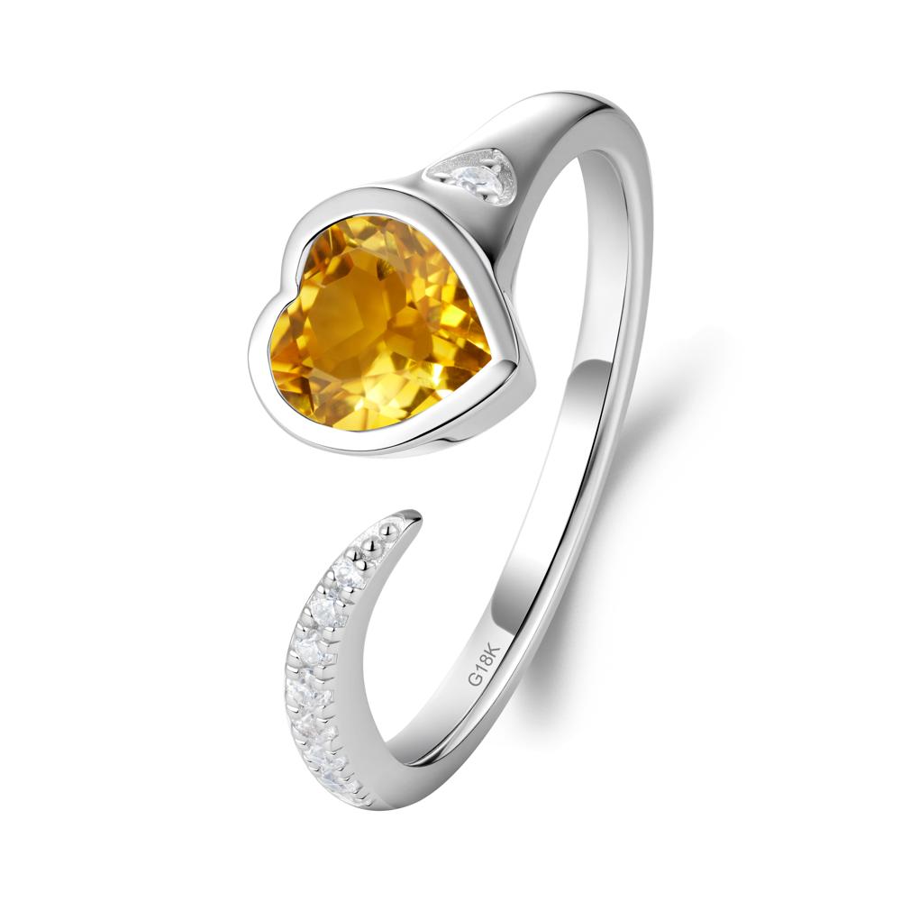 Citrine Open Engagement Ring - LUO Jewelry #metal_18k white gold