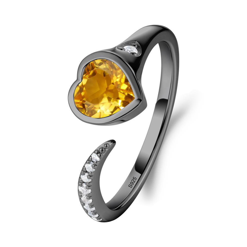Citrine Open Engagement Ring - LUO Jewelry #metal_black finish sterling silver