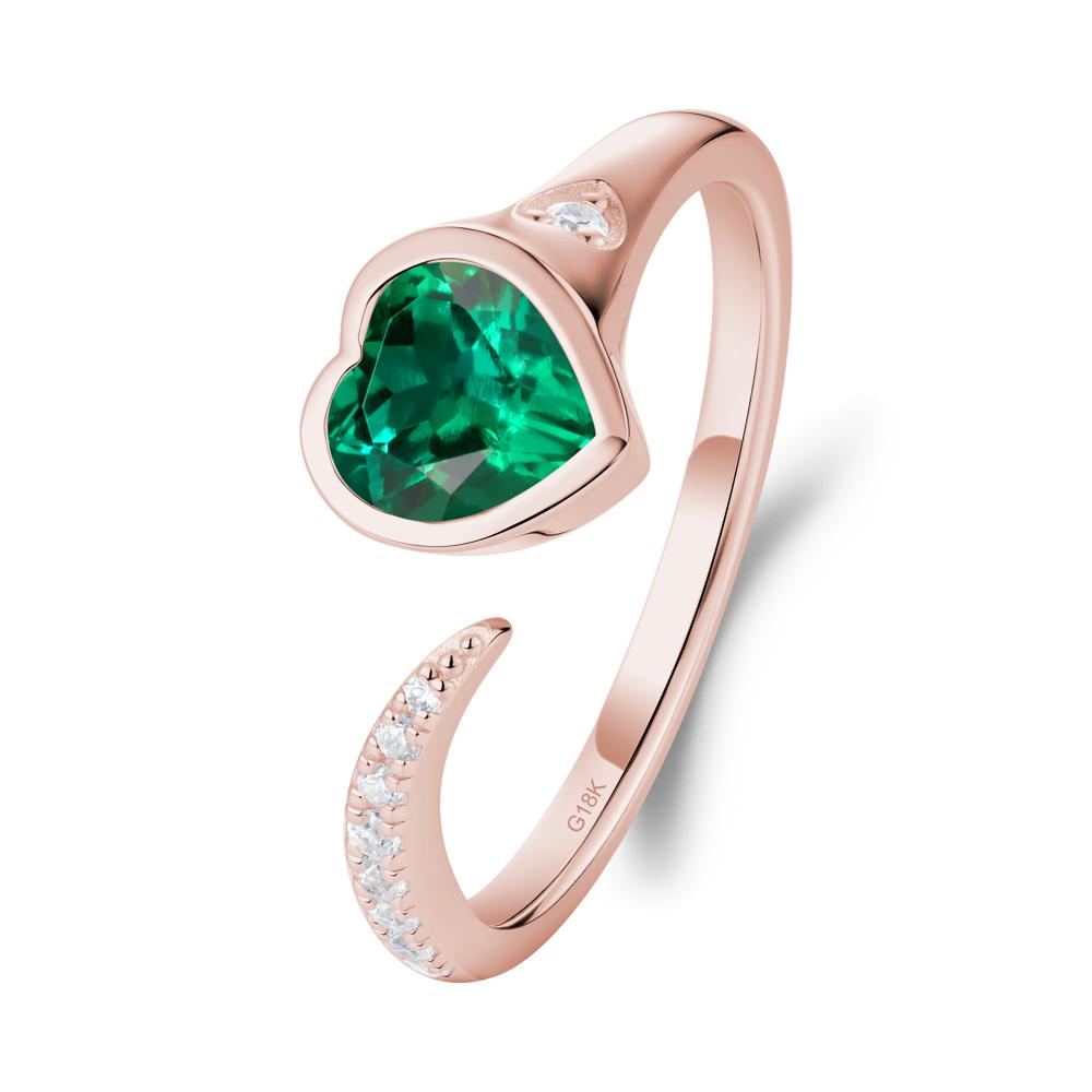 Heart Shapped Emerald Open Ring - LUO Jewelry #metal_18k rose gold
