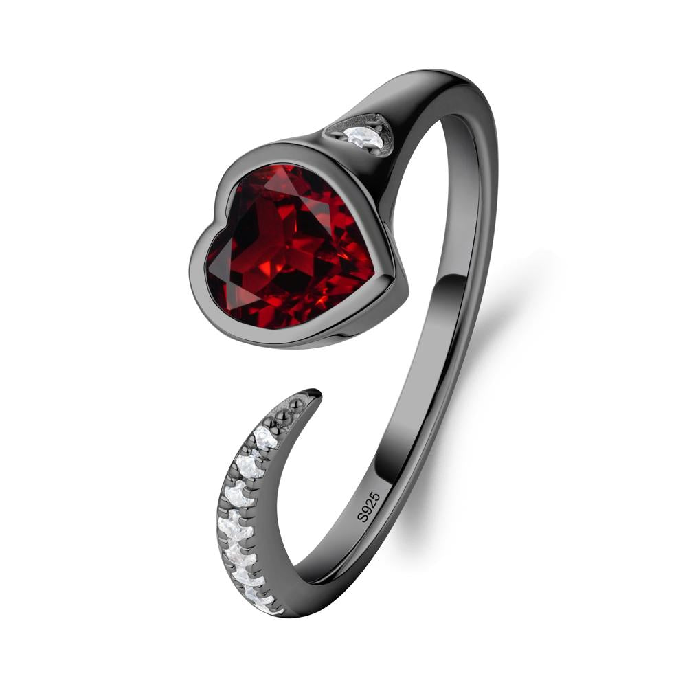 Garnet Open Engagement Ring - LUO Jewelry #metal_black finish sterling silver