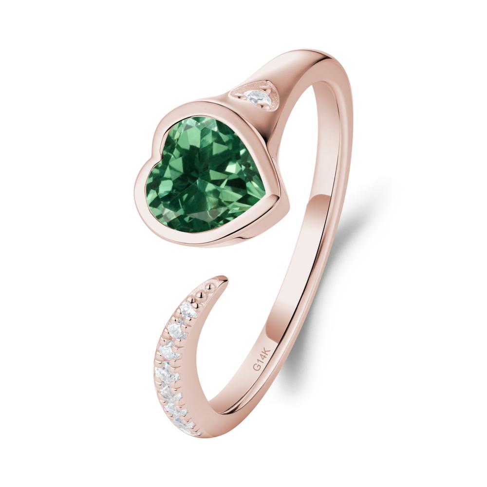Heart Green Sapphire Open Wrap Ring - LUO Jewelry #metal_14k rose gold