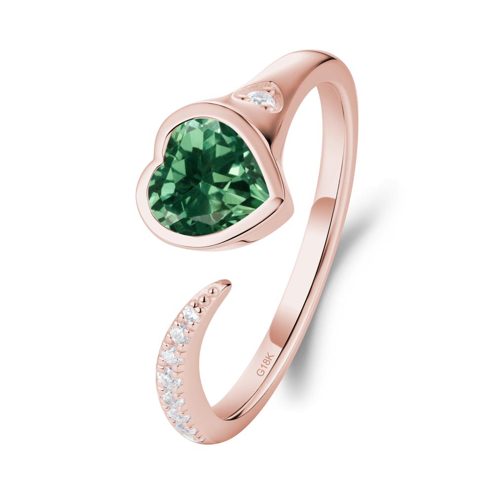Heart Green Sapphire Open Wrap Ring - LUO Jewelry #metal_18k rose gold