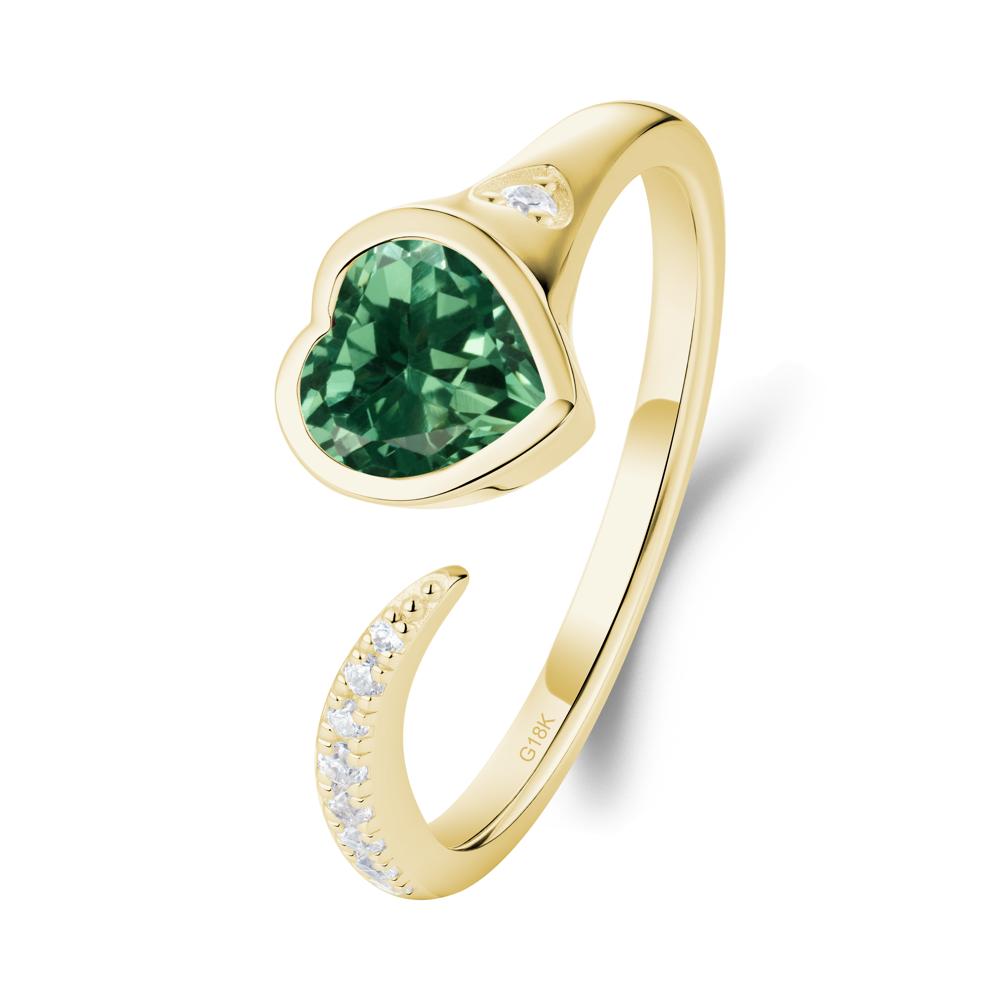 Heart Green Sapphire Open Wrap Ring - LUO Jewelry #metal_18k yellow gold