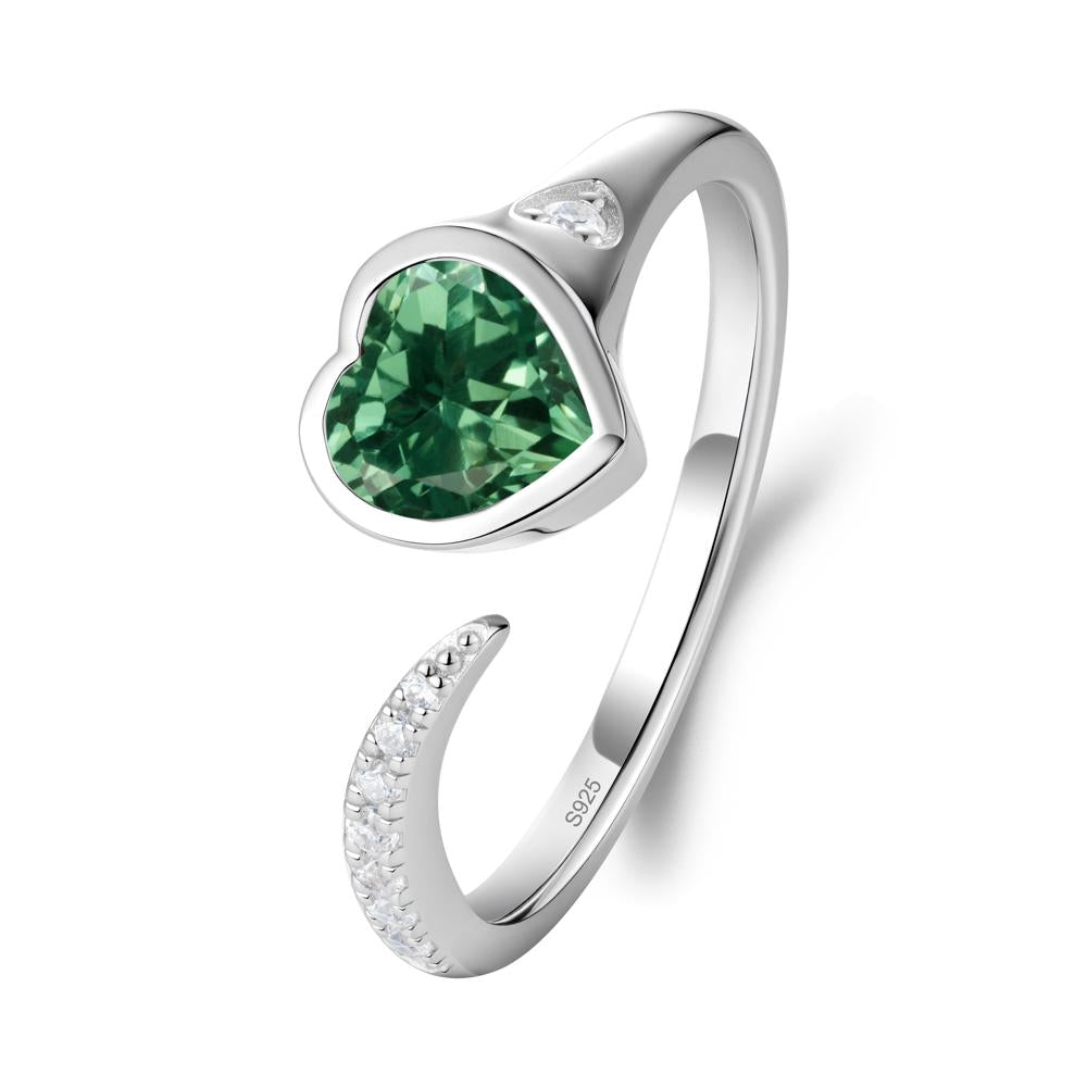 Heart Green Sapphire Open Wrap Ring - LUO Jewelry #metal_sterling silver