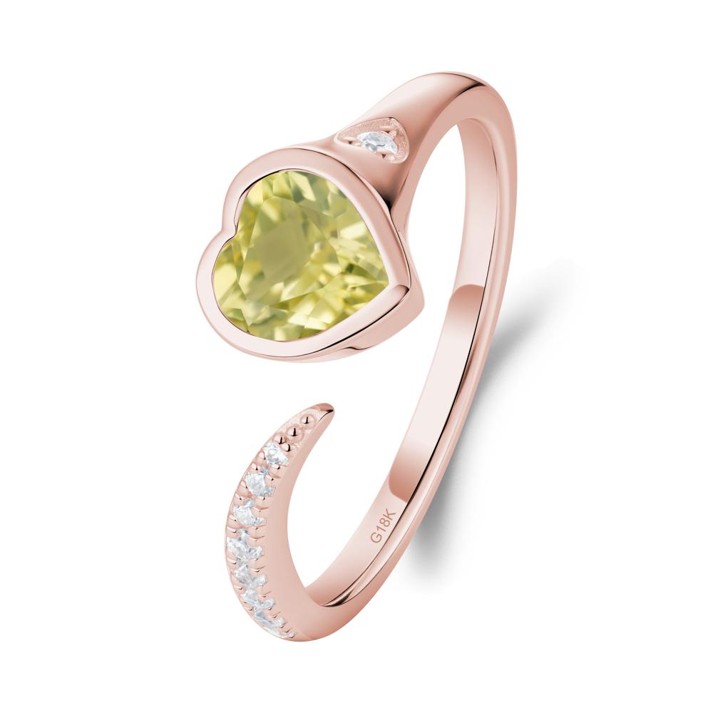 Heart Shapped Lemon Quartz Open Ring - LUO Jewelry #metal_18k rose gold