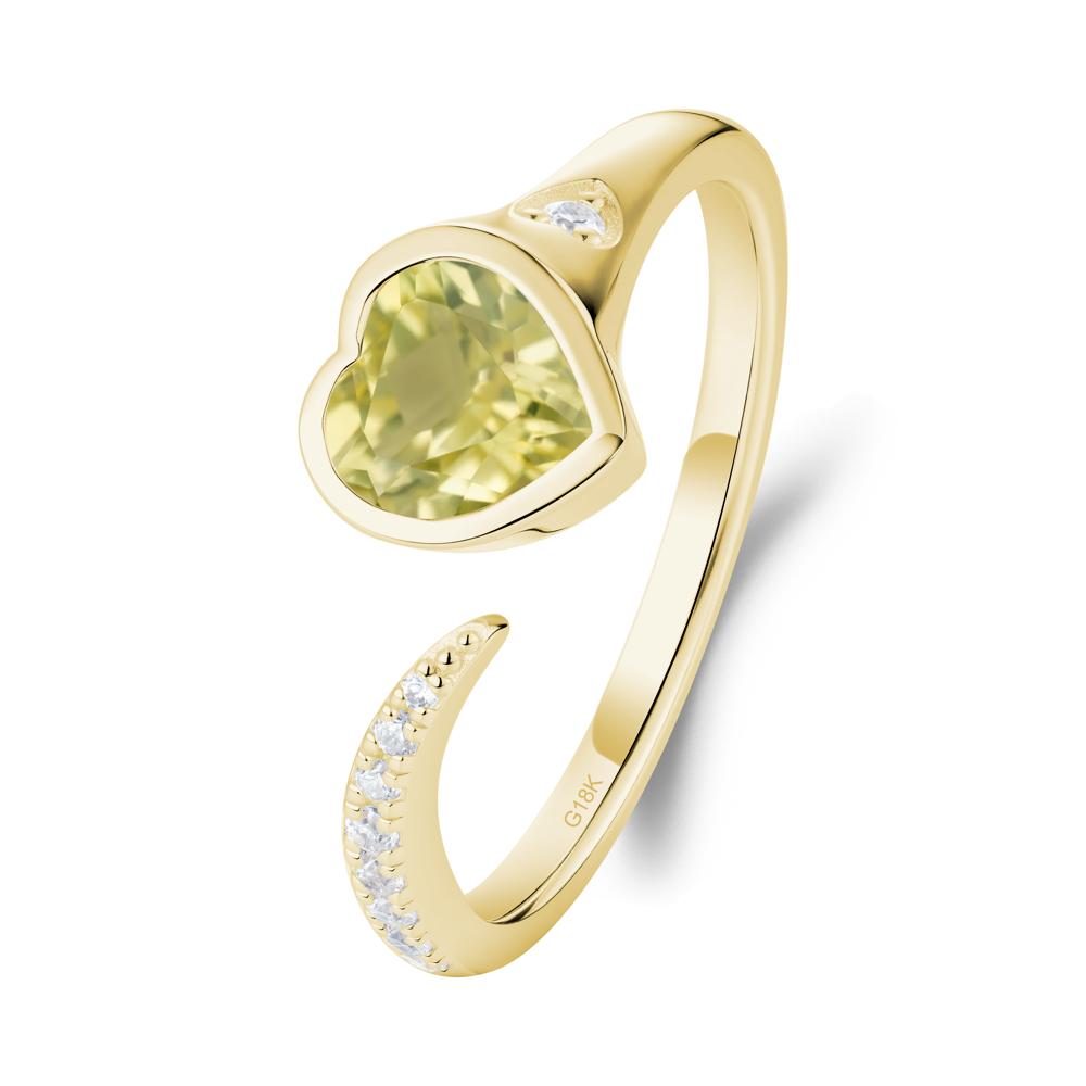 Heart Shapped Lemon Quartz Open Ring - LUO Jewelry #metal_18k yellow gold