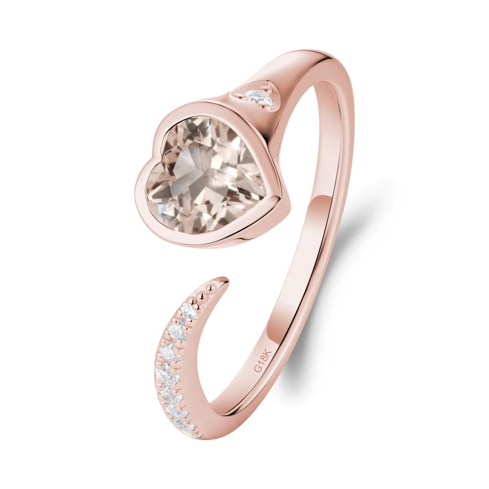 Heart Shapped Morganite Open Ring - LUO Jewelry #metal_18k rose gold