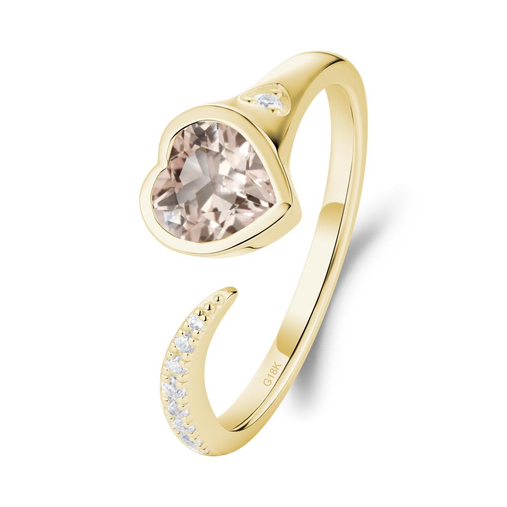 Heart Shapped Morganite Open Ring - LUO Jewelry #metal_18k yellow gold