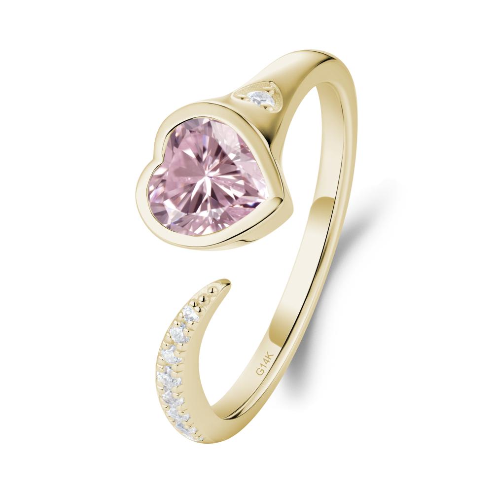 Heart Pink Cubic Zirconia Open Wrap Ring - LUO Jewelry #metal_14k yellow gold
