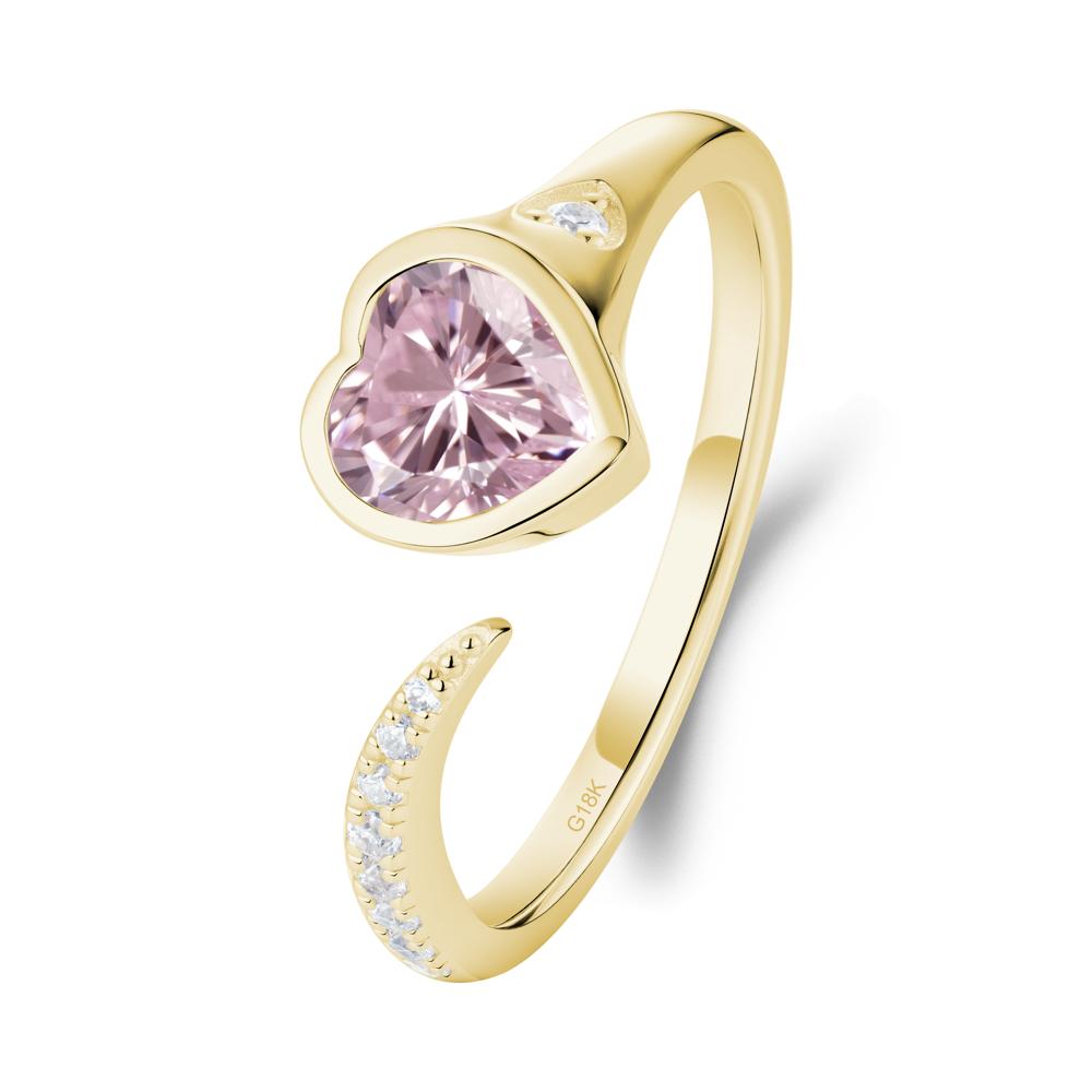 Heart Pink Cubic Zirconia Open Wrap Ring - LUO Jewelry #metal_18k yellow gold