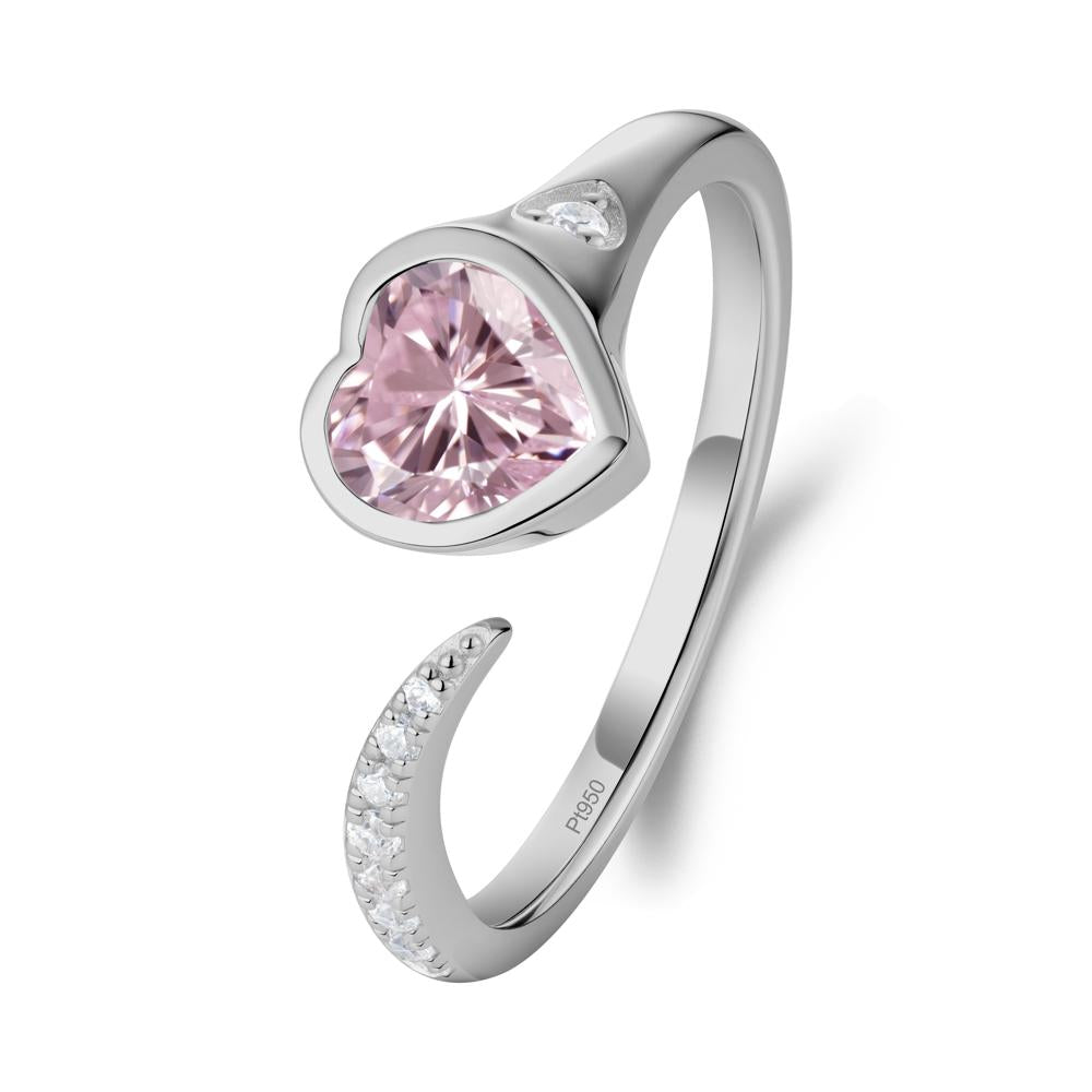 Heart Pink Cubic Zirconia Open Wrap Ring - LUO Jewelry #metal_platinum