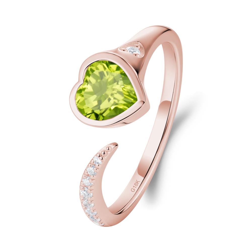 Heart Peridot Open Wrap Ring - LUO Jewelry #metal_18k rose gold