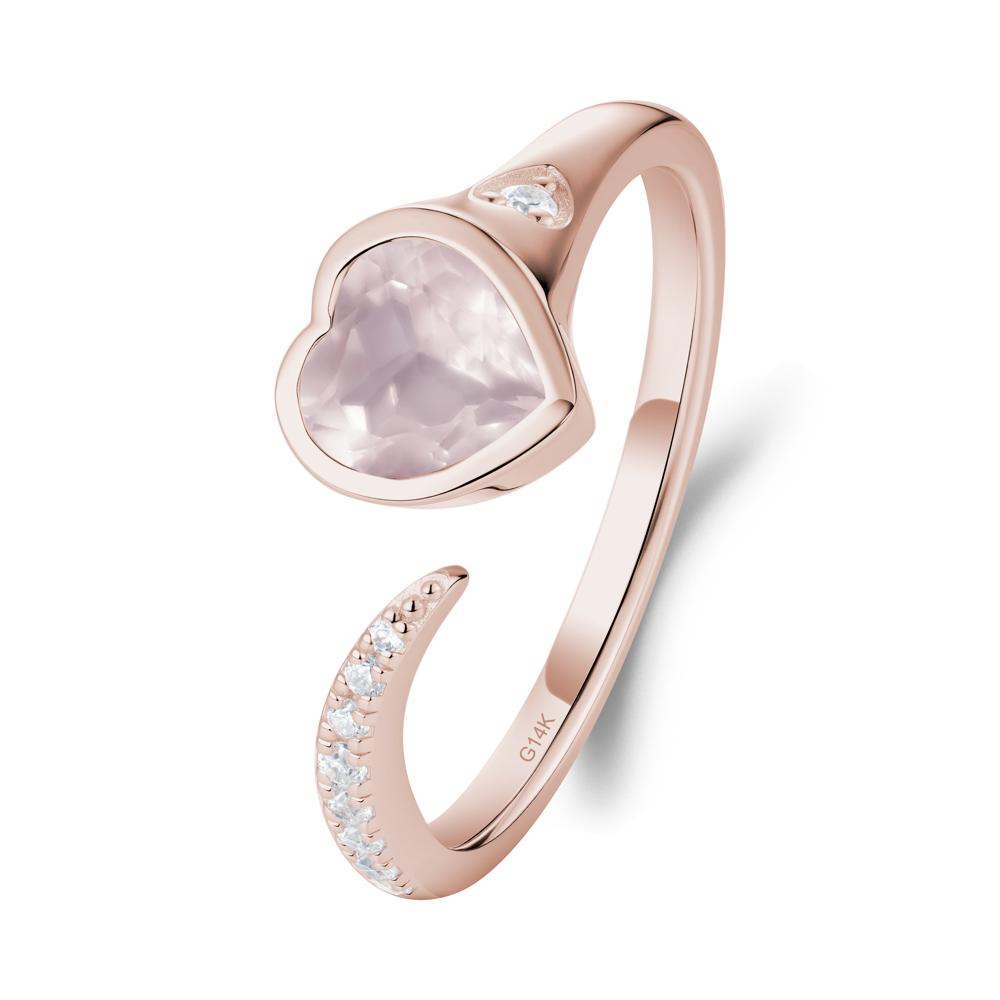 Rose Quartz Open Engagement Ring - LUO Jewelry #metal_14k rose gold