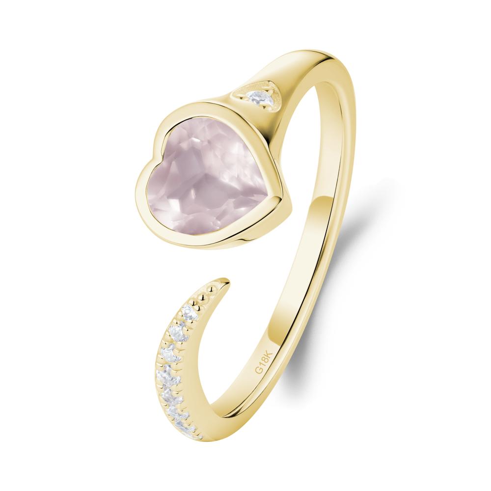 Rose Quartz Open Engagement Ring - LUO Jewelry #metal_18k yellow gold