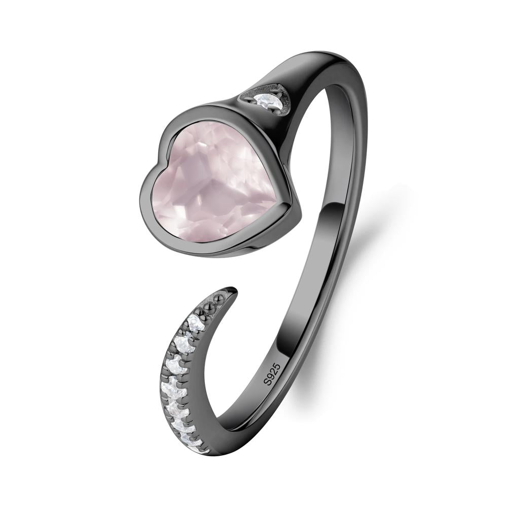 Rose Quartz Open Engagement Ring - LUO Jewelry #metal_black finish sterling silver