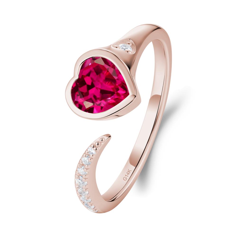 Heart Ruby Open Wrap Ring | LUO