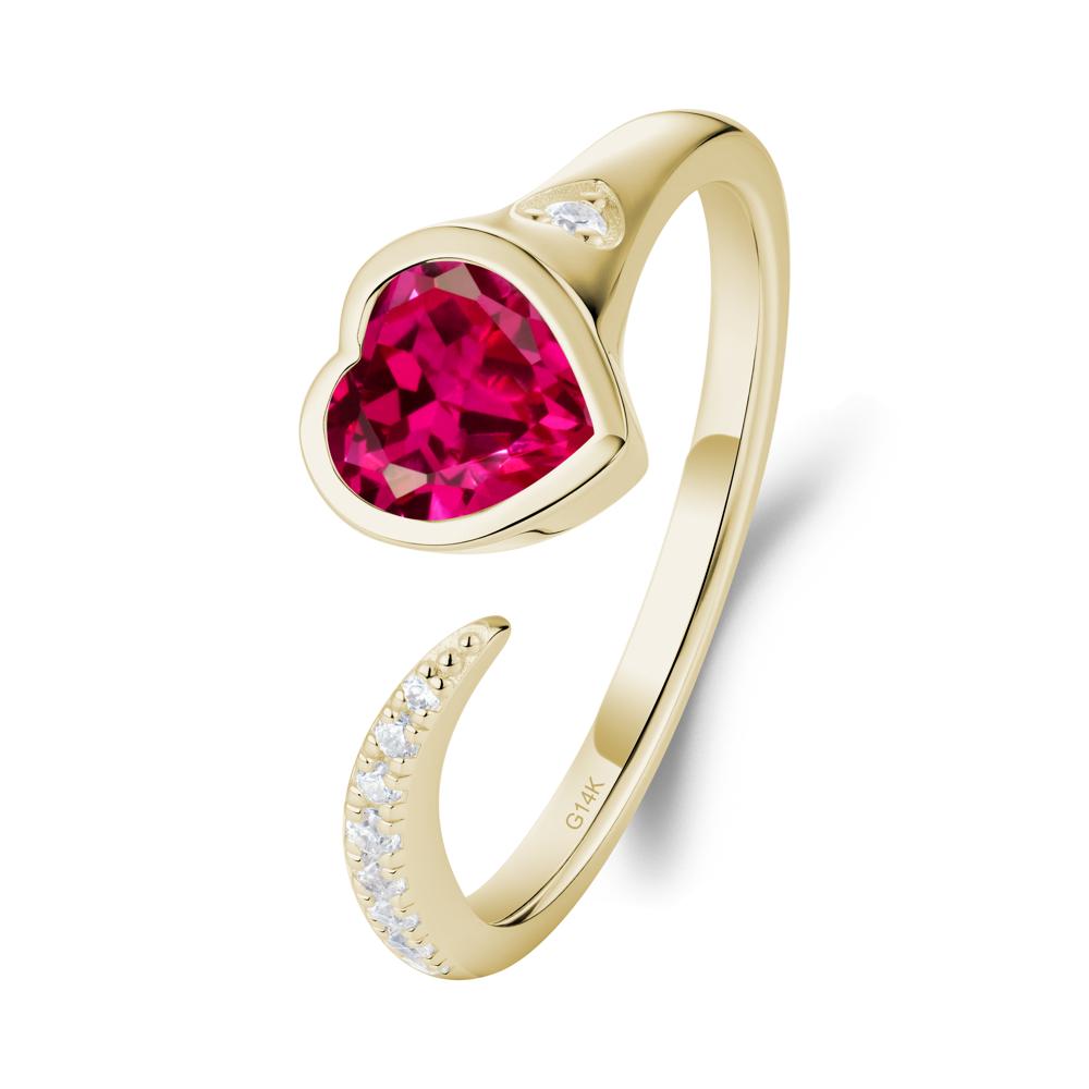 Heart Ruby Open Wrap Ring - LUO Jewelry #metal_14k yellow gold