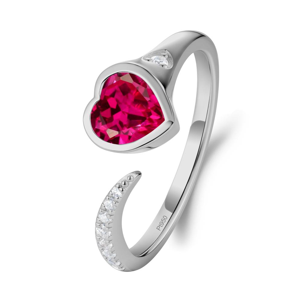 Heart Ruby Open Wrap Ring - LUO Jewelry #metal_platinum